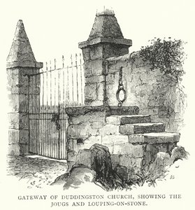 Poort van Duddingston Kerk, met de Jougs en Louping-on-Stone door English School