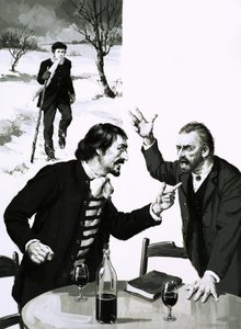 Gauguin en Van Gogh ruziënd