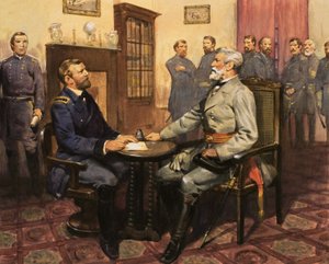 Generaal Grant ontmoet Robert E. Lee