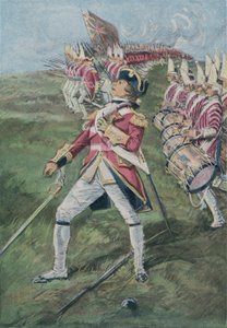 Generaal Wolfe gewond bij de Slag om Quebec, Canada, 1759 door English School