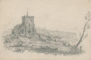 Algemeen uitzicht op een kerk en kerkhof in Brighton