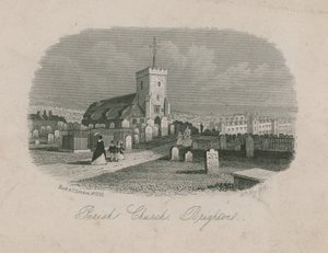 Algemeen uitzicht op de parochiekerk in Brighton door English School