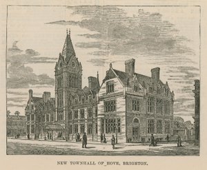 Algemeen uitzicht op het nieuwe Stadhuis van Hove door English School