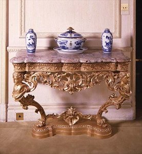 George II gesneden consoletafel, c.1750 (verguld hout met marmeren blad)