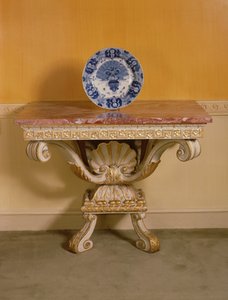 George II consoletafel met marmeren blad, Palladiaanse stijl, c.1750 (gedeeltelijk verguld)