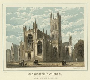 Gloucester Kathedraal, westelijke gevel en zuidzijde door English School
