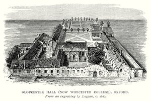 Gloucester Hall (nu Worcester College), Oxford (gravure) door English School
