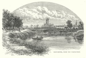 Gloucester, vanuit het noordwesten (gravure)