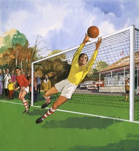 Doelman in de voetbalwedstrijd