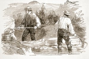 Goudwassen bij de Diggings, uit The Illustrated London News door English School