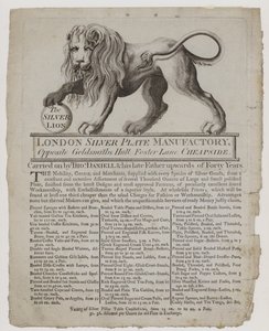 Goud- en Zilversmeden, Thomas Daniell, handelskaart door English School