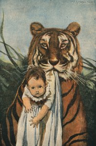Goede tijger (kleurenlitho) door English School