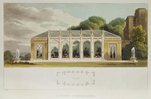 Gotische kas, 1832 (kleurengraving) door English School