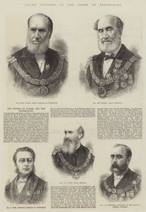 Grootofficieren van de Orde van Vrijmetselaars (gravure) door English School