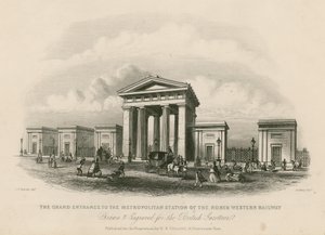 Grote ingang naar het Metropolitan Station van de North Western Railway, Londen door English School