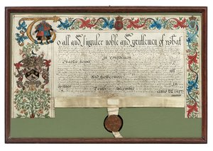 Wapenbrief aan Charles Hewitt, 1597 door English School