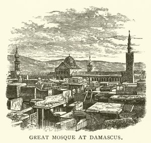 Grote moskee in Damascus (gravure)