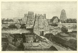 Grote pagode van Seringham, nabij Trichinopoly door English School