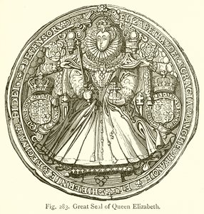 Grote zegel van koningin Elizabeth door English School