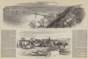 Grote hangbrug in Rusland (gravure) door English School