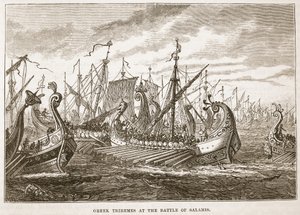Griekse triremen bij de Slag bij Salamis door English School