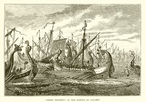 Griekse triremen bij de slag bij Salamis