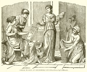 Griekse Vrouwen bij Huishoudelijke Taken