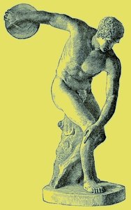 Griekse atleet die de discus werpt, illustratie uit Cassells Geïllustreerde Universele Geschiedenis door Edward Ollier, 1890