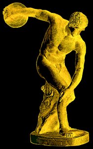 Griekse atleet die de discus werpt, illustratie uit Cassells Geïllustreerde Universele Geschiedenis door Edward Ollier, 1890 door English School