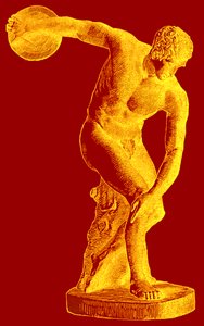Griekse atleet die de discus werpt, illustratie uit Cassells Geïllustreerde Universele Geschiedenis door Edward Ollier, 1890 door English School