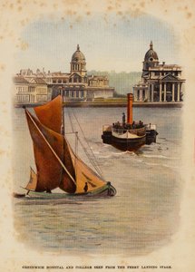 Greenwich Hospital en college gezien vanaf de veerboot aanlegsteiger door English School