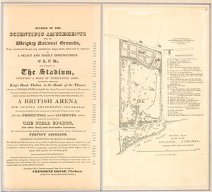 Grondplan en overzicht van amusementen in het stadion, Chelsea door English School