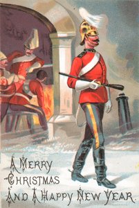 Wacht militair, kerstkaart door English School