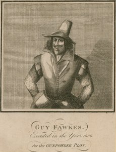 Guy Fawkes, geëxecuteerd in het jaar 1606 voor het Buskruitcomplot door English School