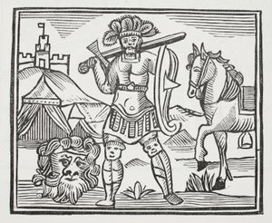 Guy die Armarant heeft gedood, illustratie uit Chap-books van de Achttiende Eeuw door John Ashton, uitgegeven 1882 door English School