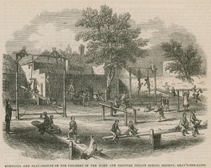 Gymnasia en speelplaats van de kinderen van de Home and Colonial Infant School Society door English School