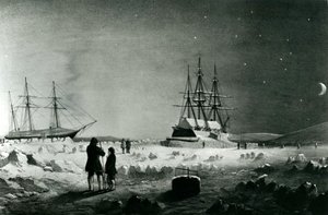 HMS Assistance en Pioneer in winterkwartieren terugkerend daglicht door English School