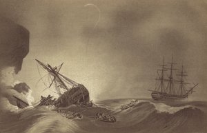HMS Impetueux, onder bevel van kapitein Thomas Byam Martin, redt de bemanning van HMS Venerable, onder bevel van kapitein J Hunter, gestrand in Torbay, Devon, 24 november 1804 door English School