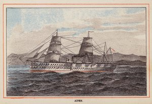 HM Indisch Troepenschip: Adem (gekleurde gravure)