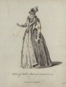 Kostuum van een edele matrone van Engeland in 1577 door English School