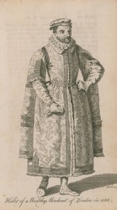 Kleding van de rijke koopman van Londen in 1588 door English School