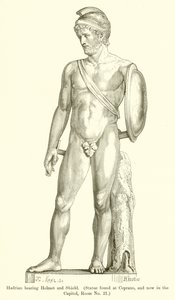 Hadrianus met helm en schild