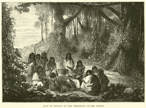 Halt van indianen aan de rand van het bos door English School
