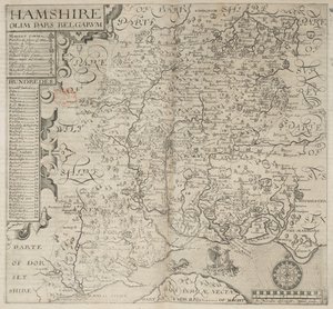 Hamshire, olim pars Belgarum. J. Norden descripsit. W. Hole sculp., uit Camden