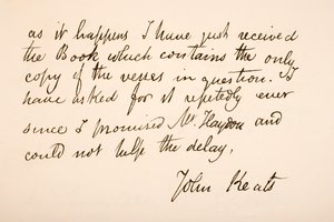 Handschrift en handtekening van John Keats