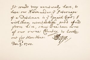 Handschrift en handtekening van Samuel Pepys, 1700