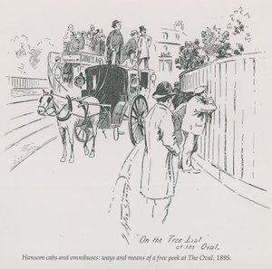 Hansom cabs en omnibussen - manieren en middelen voor een gratis kijkje op The Oval, 1895 door English School