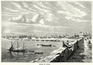 Haven van Tripoli (gravure) door English School
