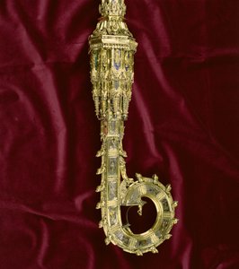 Hoofd en kromstaf van de kromstaf van William of Wykeham (c.1320-1404): Pauluszijde (verguld zilver) (detail)