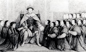Hendrik VIII verleent het charter aan de Barbiers en Chirurgen door English School
